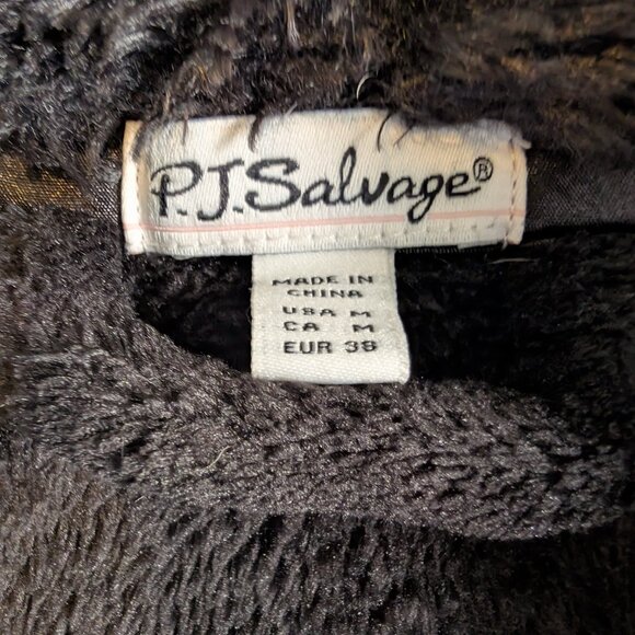 PJ Salvage Plush Robe (Black with Pearl Embellishments, Size M) - Picture 3 of 3